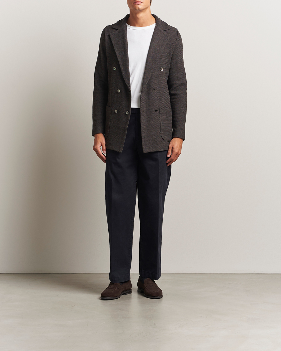 Herren | Sakkos | Stenströms | Milano Knitted DB Textured Blazer Dark Brown