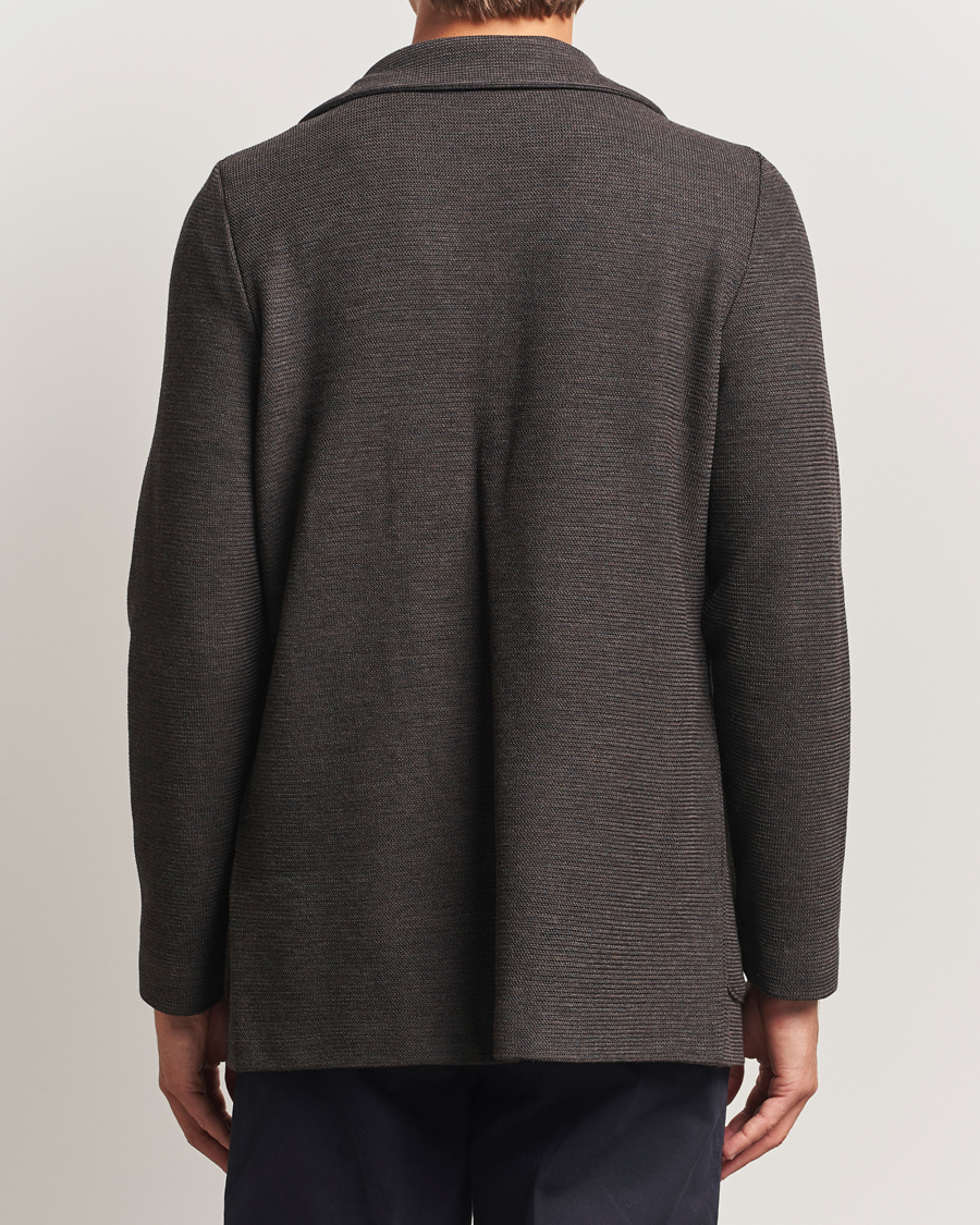 Herren | Sakkos | Stenströms | Milano Knitted DB Textured Blazer Dark Brown