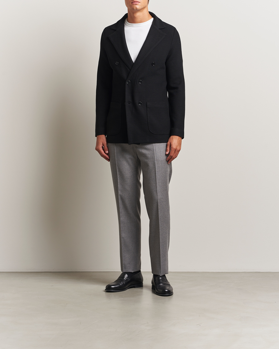Herren | Sakkos | Stenströms | Milano Knitted DB Textured Blazer Black