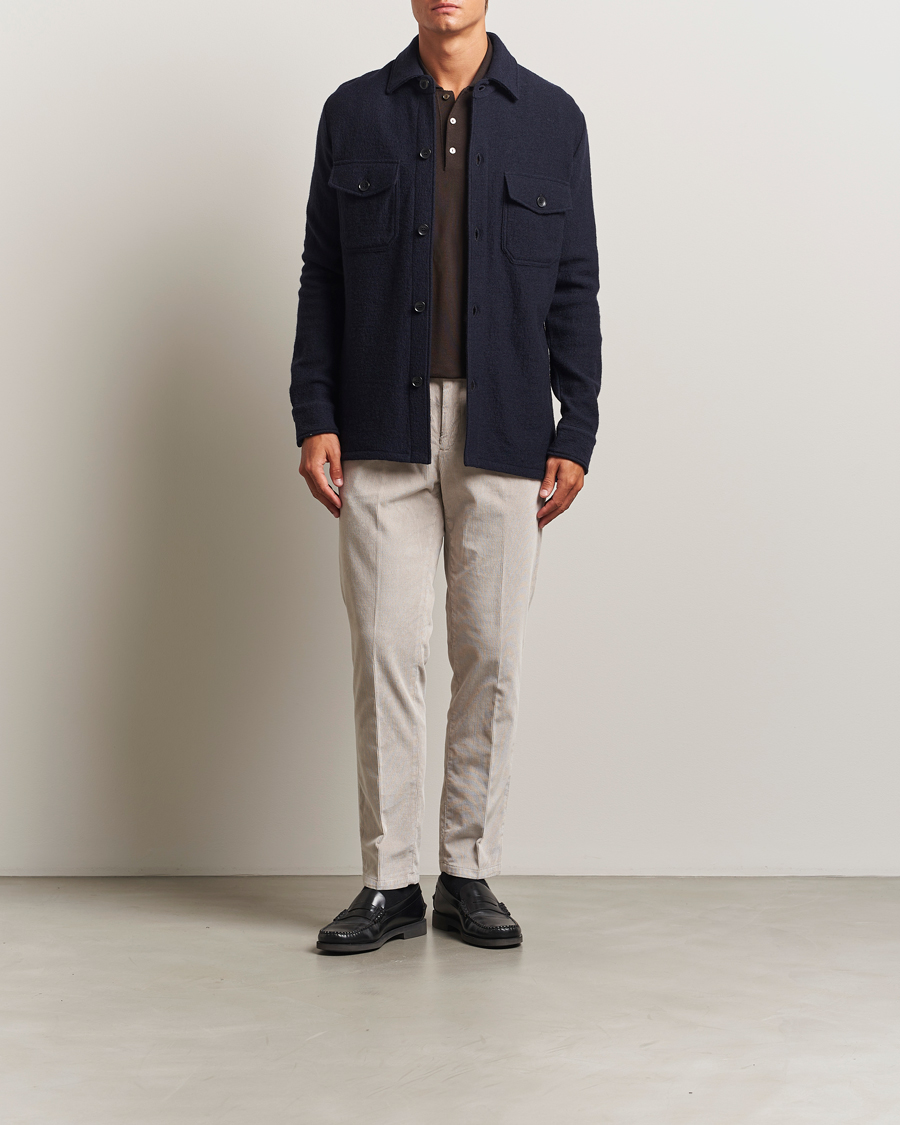Herren | Hemden | Stenströms | Felted Wool Overshirt Navy