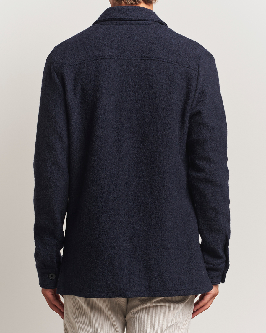 Herren | Hemden | Stenströms | Felted Wool Overshirt Navy