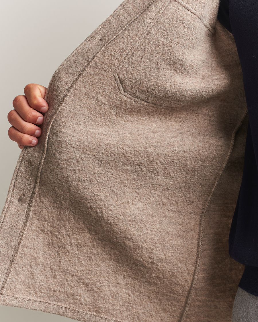 Herren | Hemden | Stenströms | Felted Wool Overshirt Beige