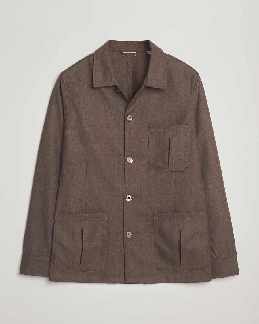 Herren | Hemden | Stenströms | Wool Overshirt Brown