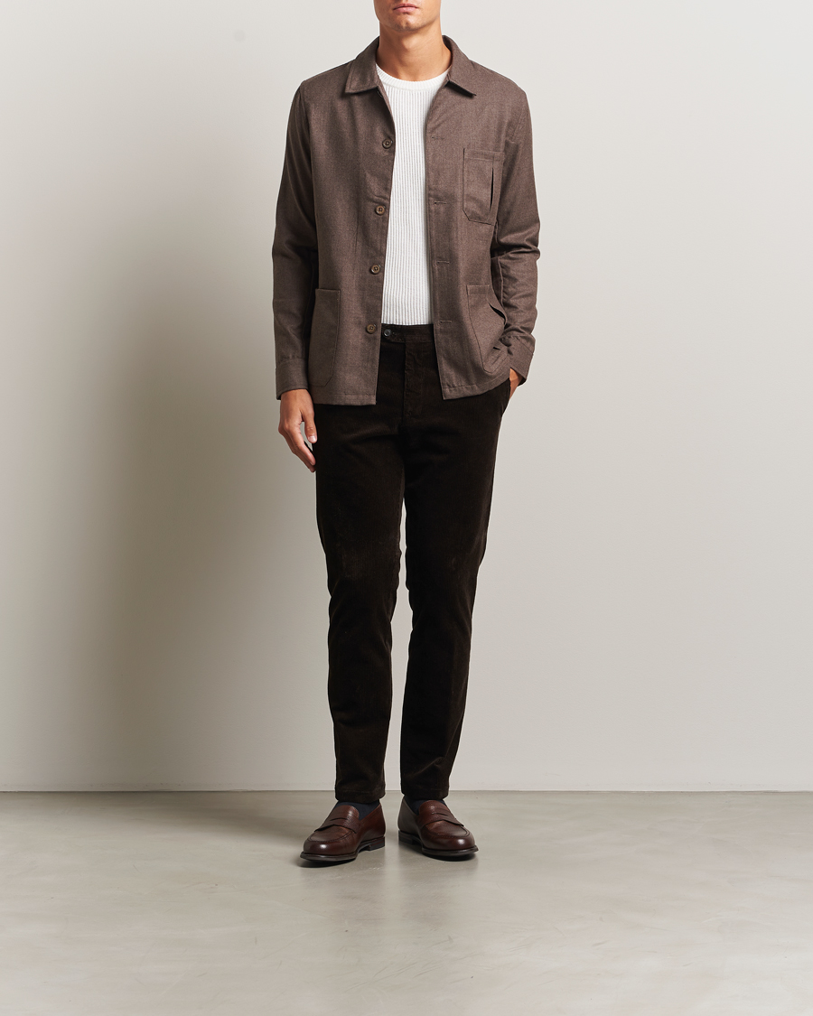 Herren | Hemden | Stenströms | Wool Overshirt Brown