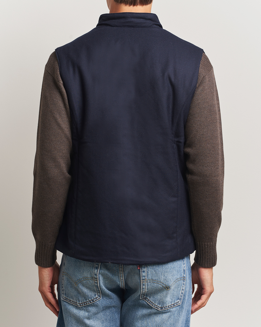 Herren | Westen | Stenströms | Wool Alcantara Detail Light Padded Vest Navy