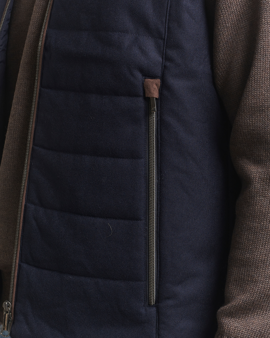 Herren | Westen | Stenströms | Wool Alcantara Detail Light Padded Vest Navy