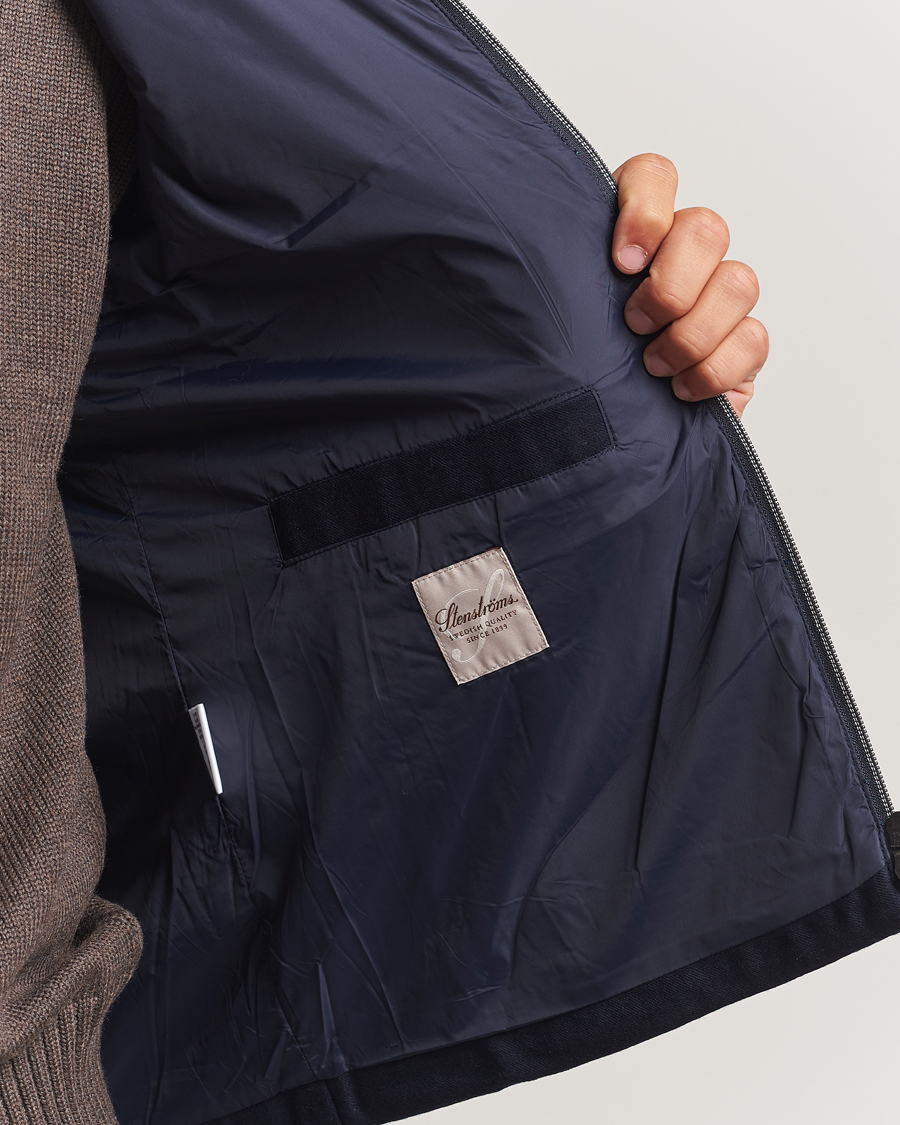 Herren | Westen | Stenströms | Wool Alcantara Detail Light Padded Vest Navy