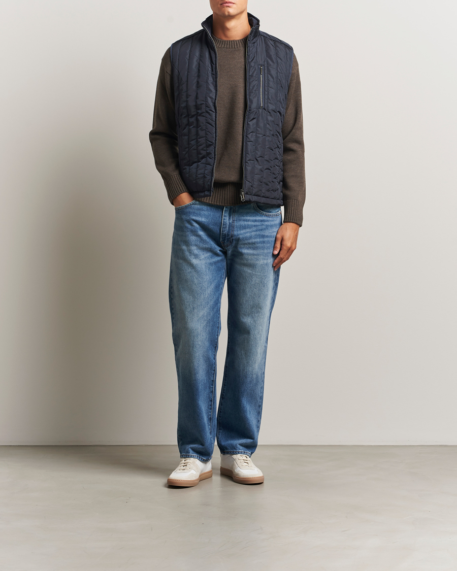 Herren | Westen | Stenströms | Nylon Quilted Light Padded Vest Navy