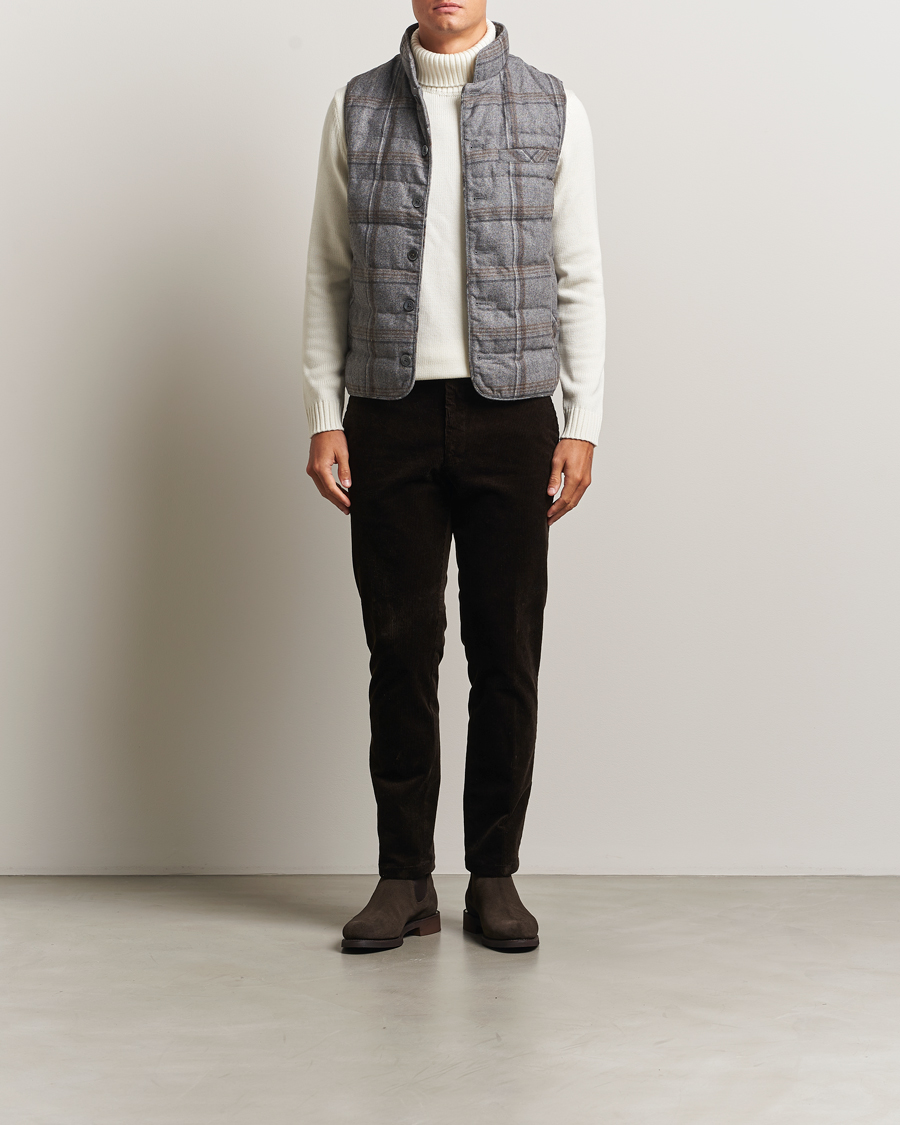 Herren | Westen | Stenströms | Check Wool Padded Vest Grey