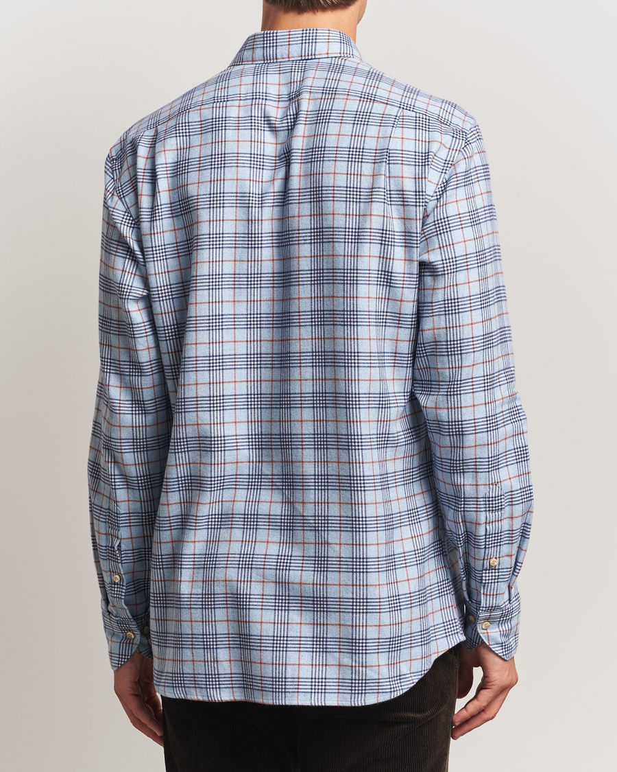 Herren | Hemden | Stenströms | Regular Fit Cut Away Check Flannel Shirt Blue