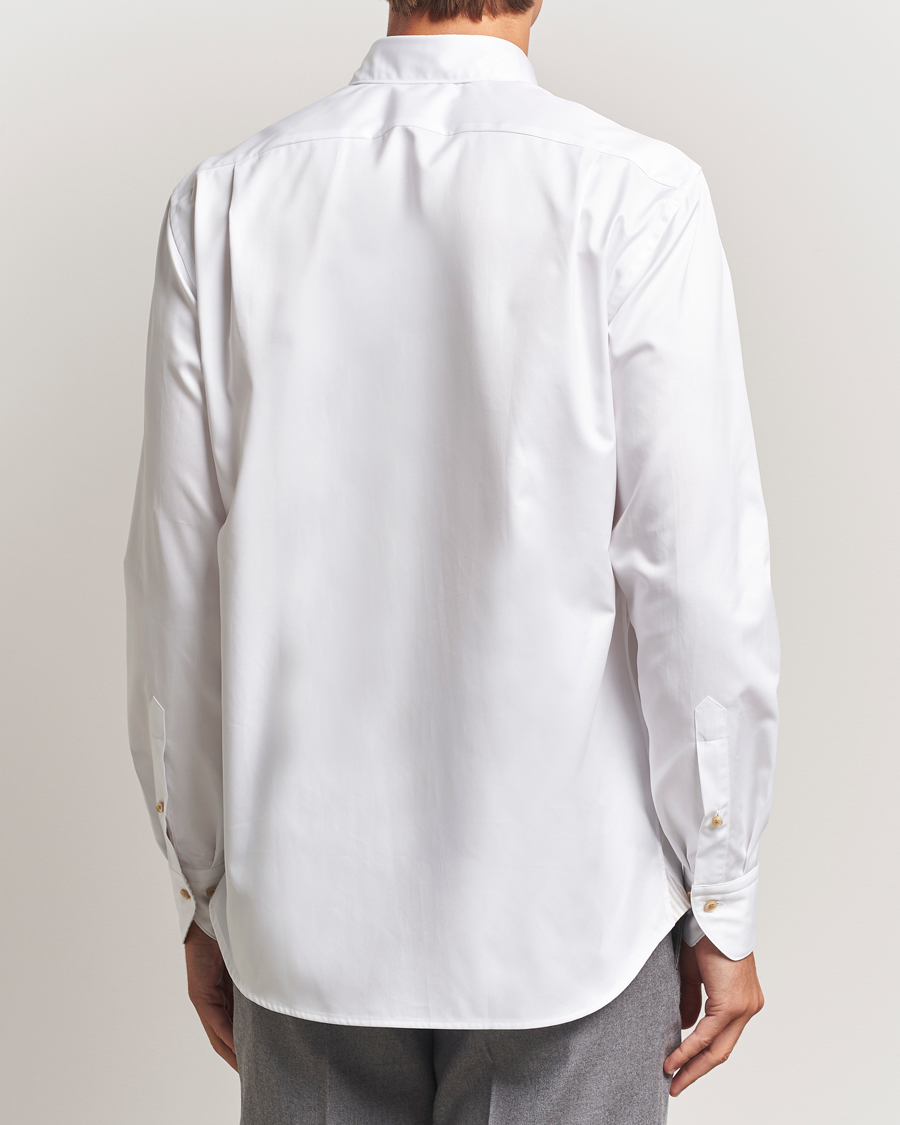 Herren | Hemden | Stenströms | Regular Fit Cotton Twill Contrast Shirt White
