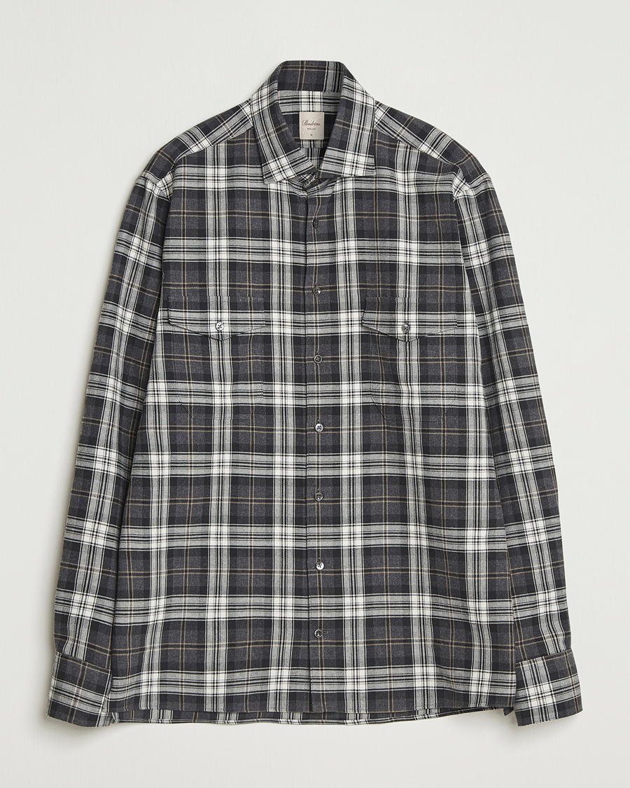 Herren | Hemden | Stenströms | Regular Fit Checked Pocket Shirt Grey