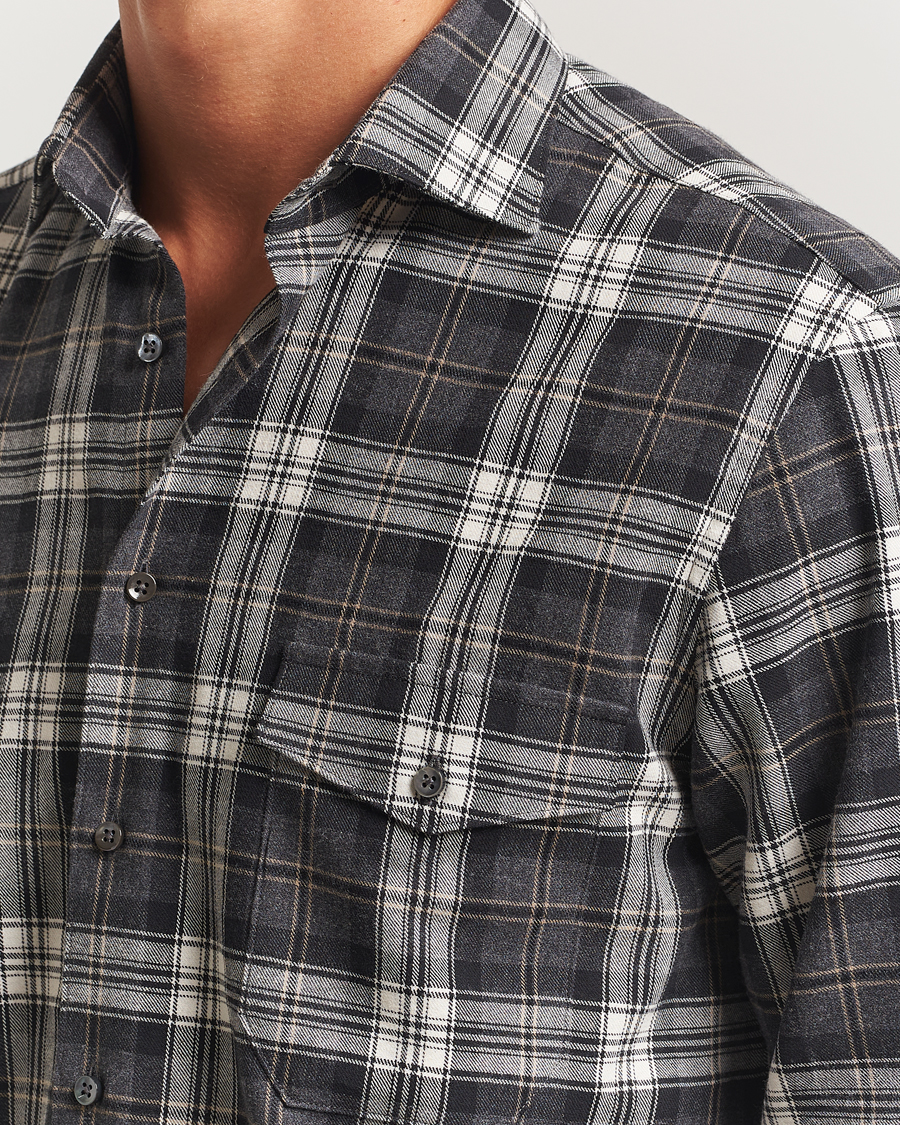 Herren | Hemden | Stenströms | Regular Fit Checked Pocket Shirt Grey