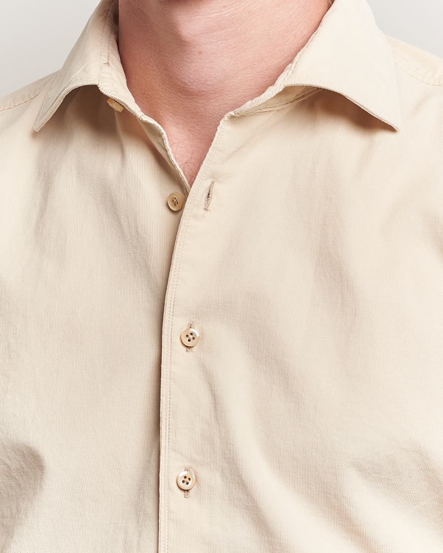 Herren | Hemden | Stenströms | Regular Fit Cut Away Cord Shirt Beige