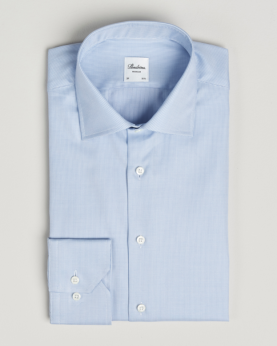 Herren | Hemden | Stenströms | Regular Fit Small Houndstooth Shirt Blue