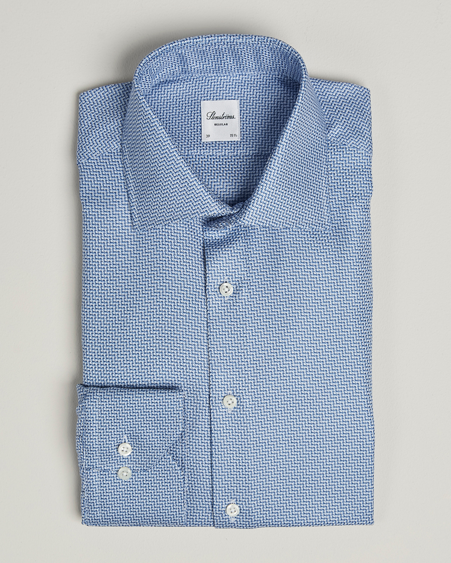 Herren | Hemden | Stenströms | Regular Fit Diagonal Cut Away Shirt Blue