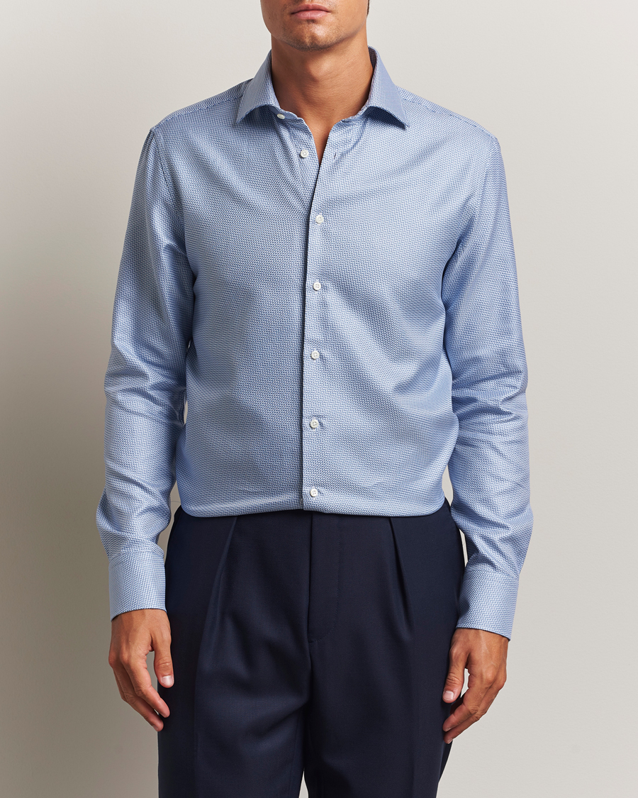 Herren | Hemden | Stenströms | Regular Fit Diagonal Cut Away Shirt Blue