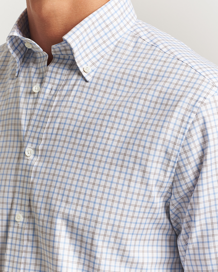 Herren | Hemden | Stenströms | Regular Fit Overcheck Button Down Shirt White