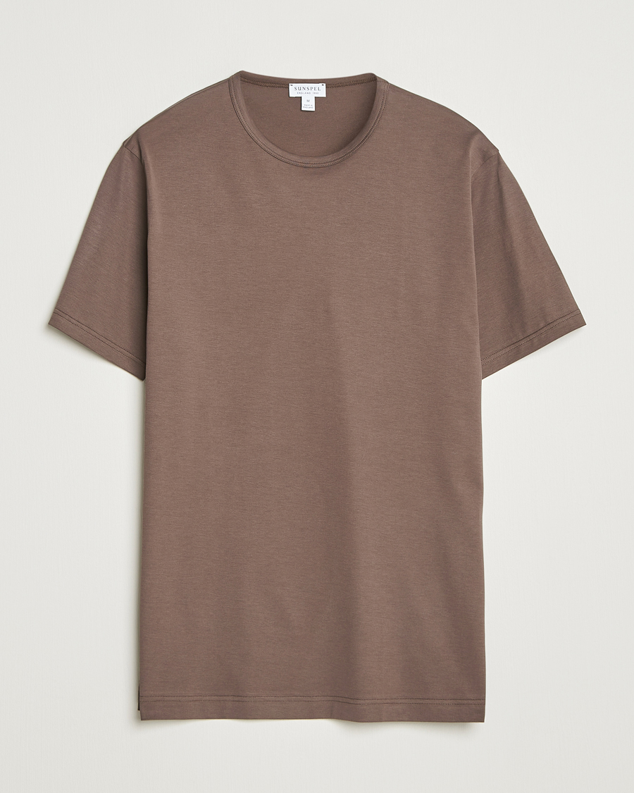 Herren | T-Shirts | Sunspel | Crew Neck Q82 Cotton T-Shirt Bark
