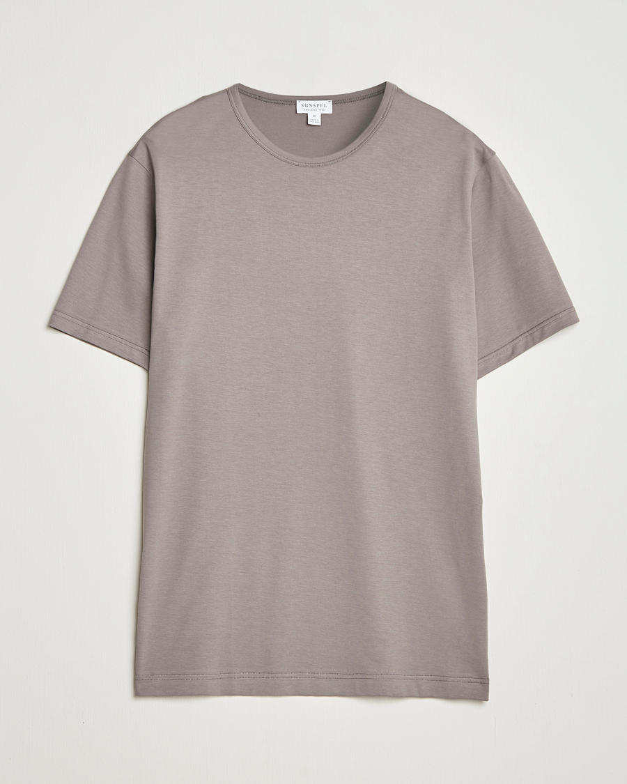 Herren | T-Shirts | Sunspel | Crew Neck Q82 Cotton T-Shirt Iron Grey
