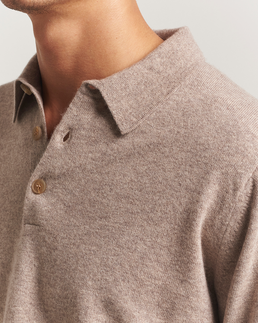Herren | Pullover | Sunspel | Cashmere Polo Oatmeal Melange