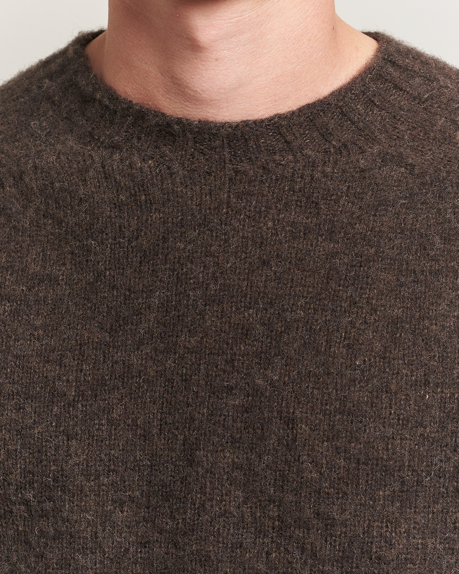 Herren | Pullover | Sunspel | Brushed Shetland Crew Neck Bark