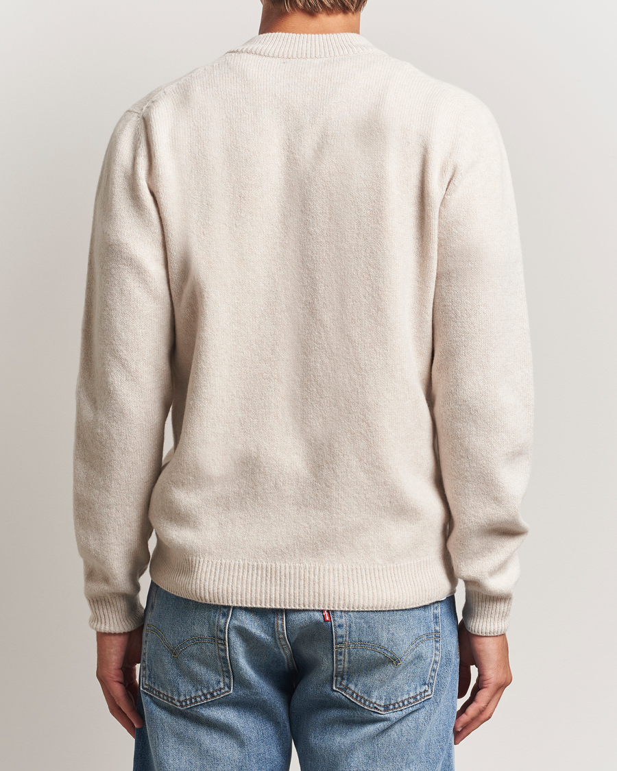 Herren | Pullover | Sunspel | Knitted Lambswool V-Neck Oatmeal Melange