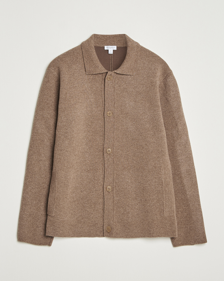 Herren | Pullover | Sunspel | Doubleface Wool Jacket Mink