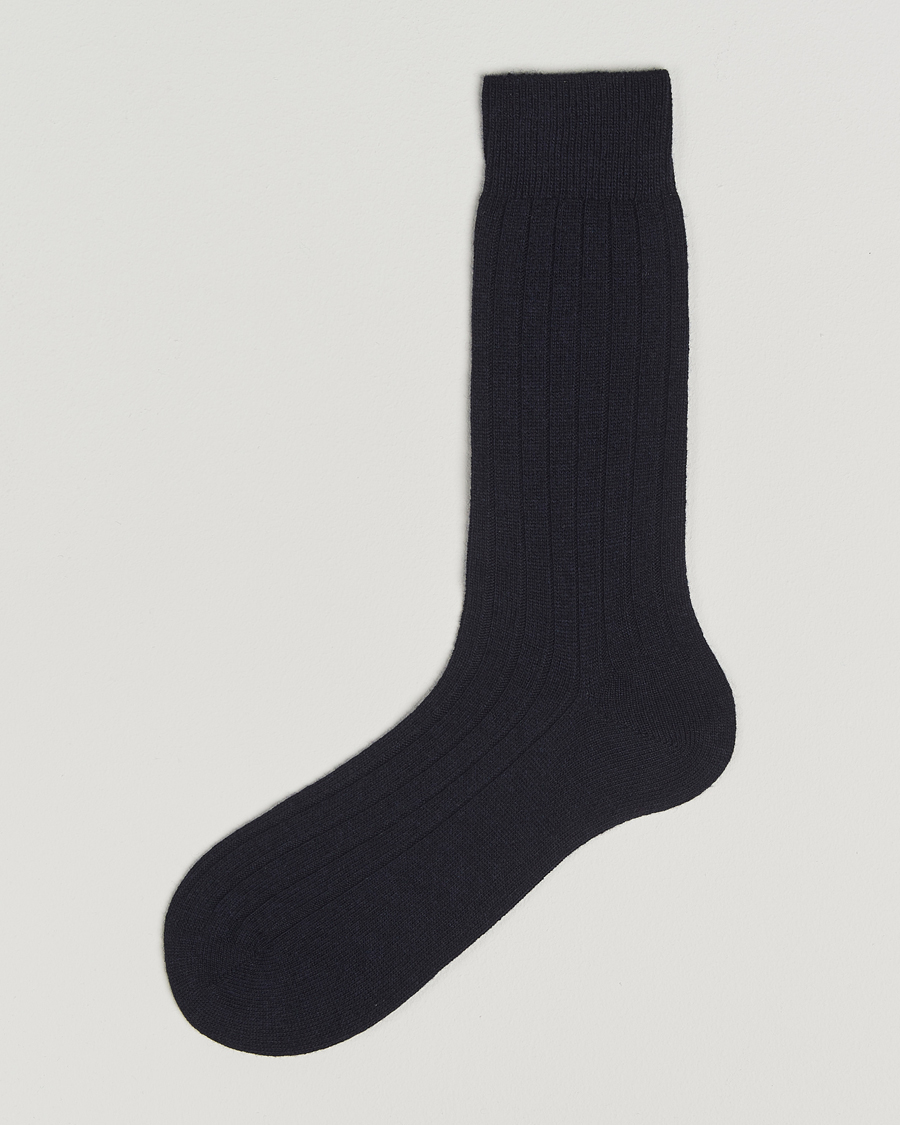 Herren | Unterwäsche | Bresciani | Wool/Cashmere Ribbed Socks Navy