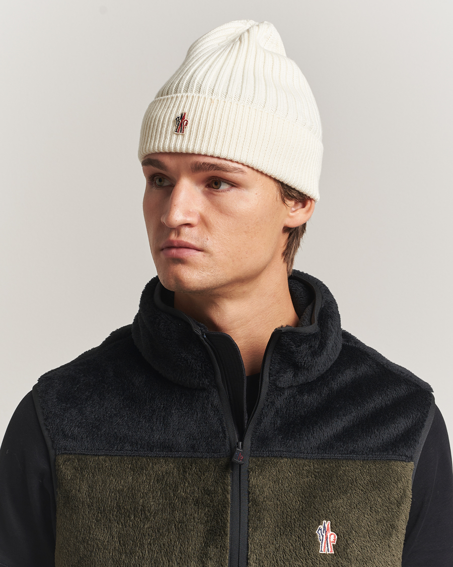 Herren | Moncler Grenoble Rib Wool Beanie Off White | Moncler Grenoble | Rib Wool Beanie Off White