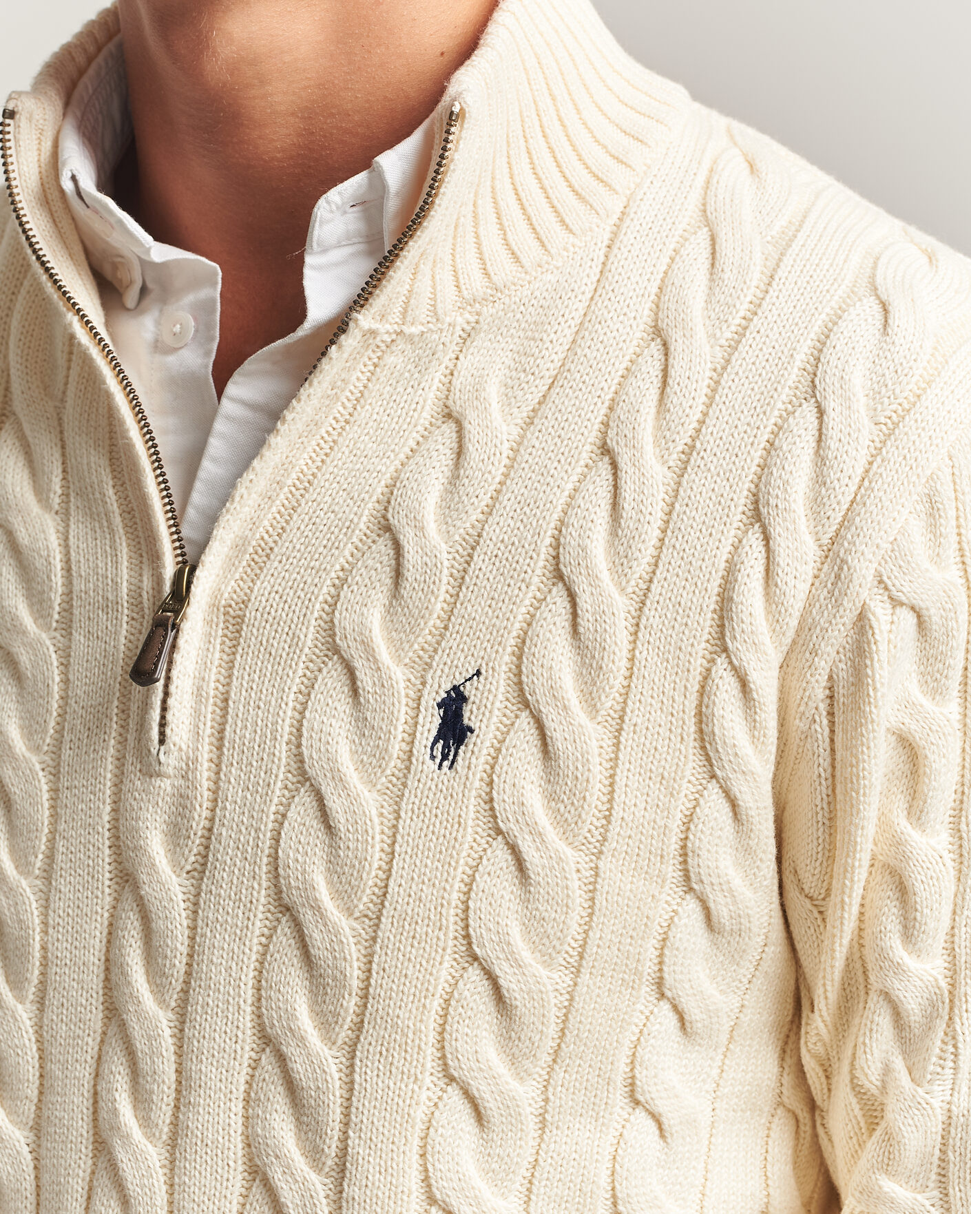 Herren | Pullover | Polo Ralph Lauren | Cotton Cable Half Zip Andover Cream