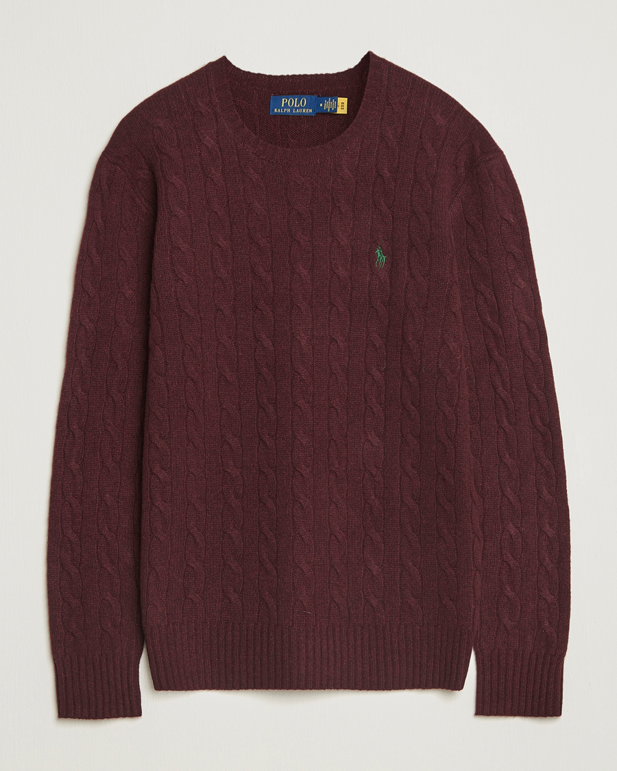 Herren | Pullover | Polo Ralph Lauren | Wool/Cashmere Cable Crew Neck Aged Wine Heather