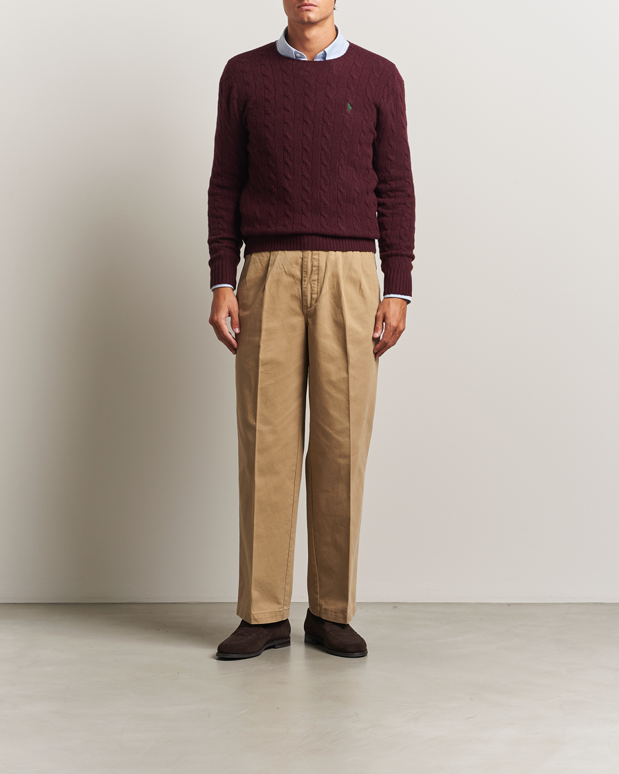 Herren | Pullover | Polo Ralph Lauren | Wool/Cashmere Cable Crew Neck Aged Wine Heather