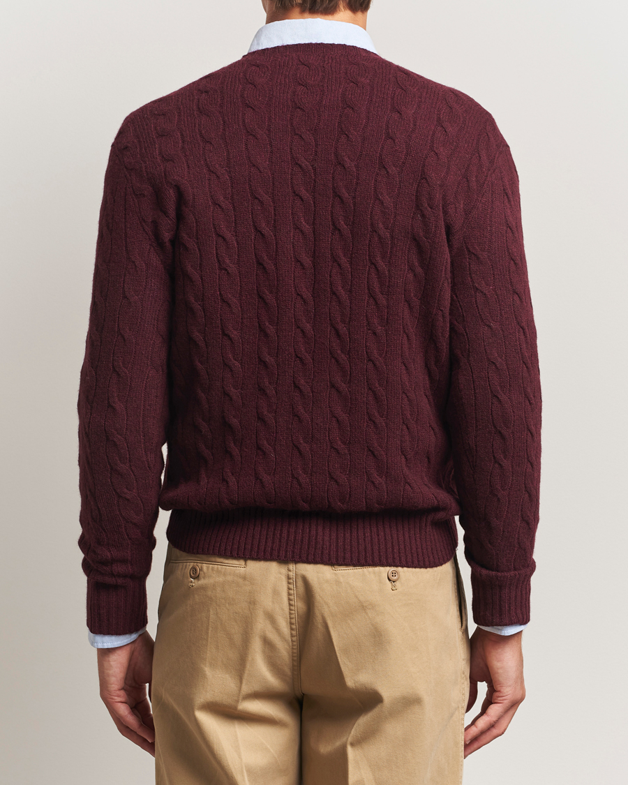 Herren | Pullover | Polo Ralph Lauren | Wool/Cashmere Cable Crew Neck Aged Wine Heather