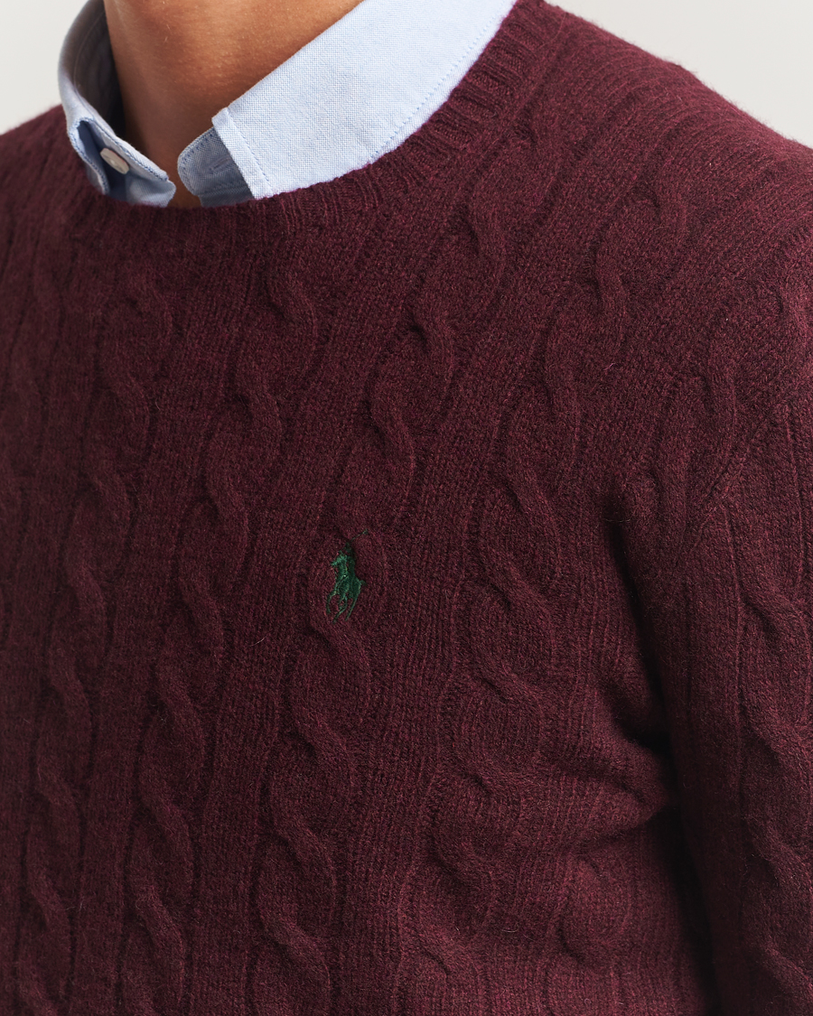 Herren | Pullover | Polo Ralph Lauren | Wool/Cashmere Cable Crew Neck Aged Wine Heather