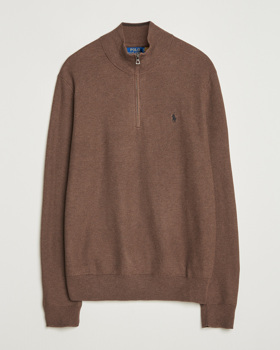 Herren | Pullover | Polo Ralph Lauren | Textured Half Zip Nutmeg Brown