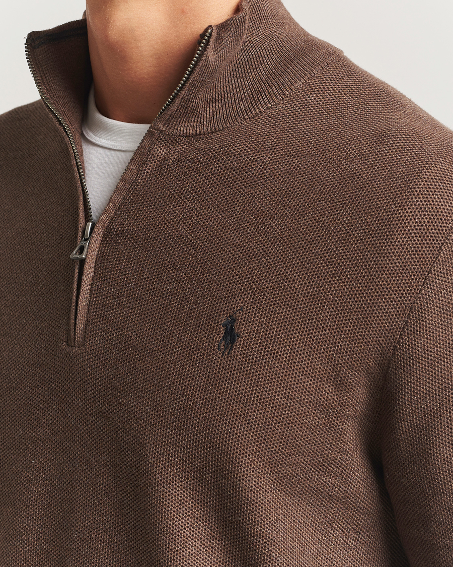 Herren | Pullover | Polo Ralph Lauren | Textured Half Zip Nutmeg Brown