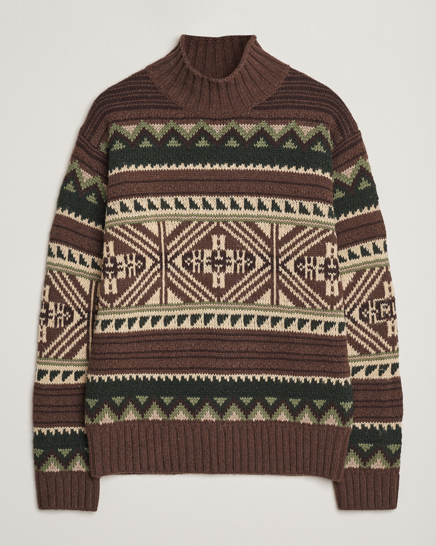 Herren | Pullover | Polo Ralph Lauren | Wool Cotton Blend Sweater Brown Combo