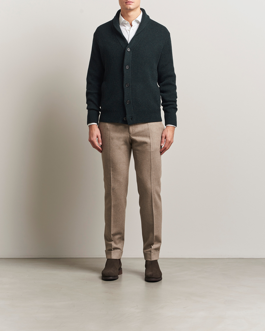 Herren | Pullover | Charles Tyrwhitt | Chunky Merino Shawl Neck Cardigan Forest Green