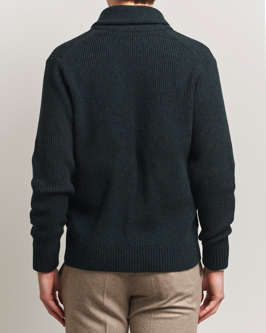 Herren | Pullover | Charles Tyrwhitt | Chunky Merino Shawl Neck Cardigan Forest Green