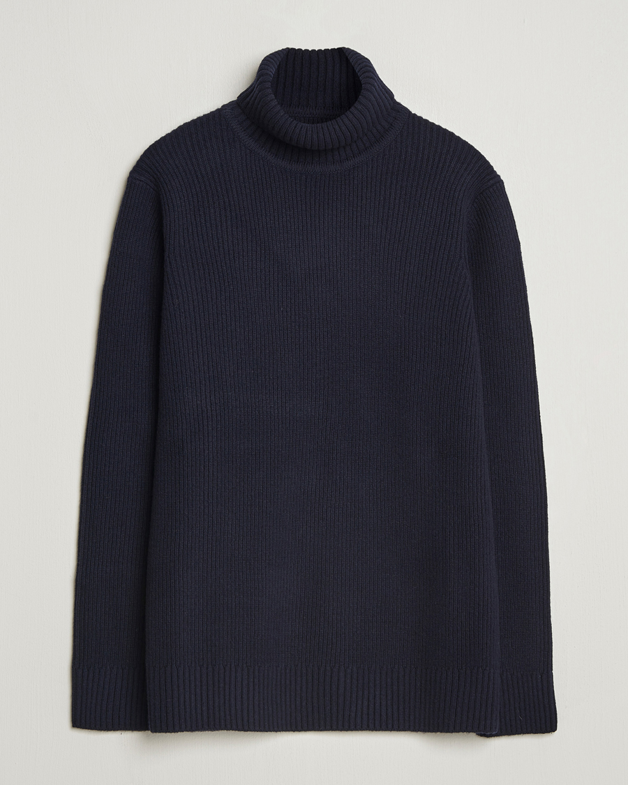 Herren | Pullover | Charles Tyrwhitt | Chunky Merino Roll Neck Navy