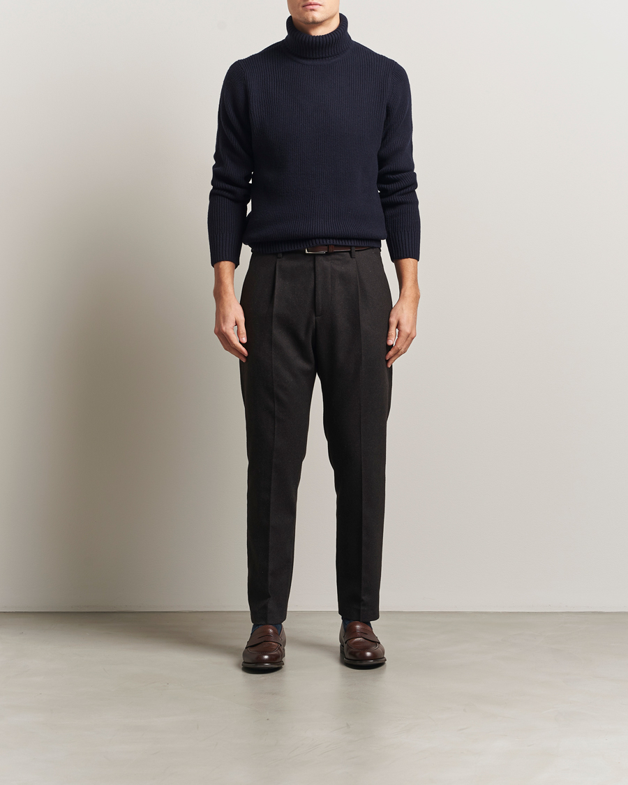 Herren | Pullover | Charles Tyrwhitt | Chunky Merino Roll Neck Navy