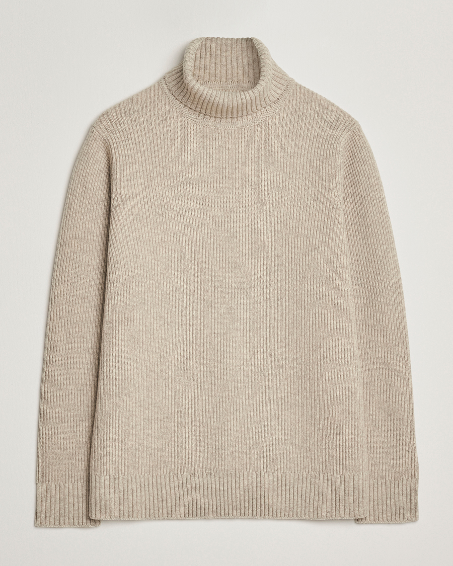 Herren | Pullover | Charles Tyrwhitt | Chunky Merino Roll Neck Oatmeal