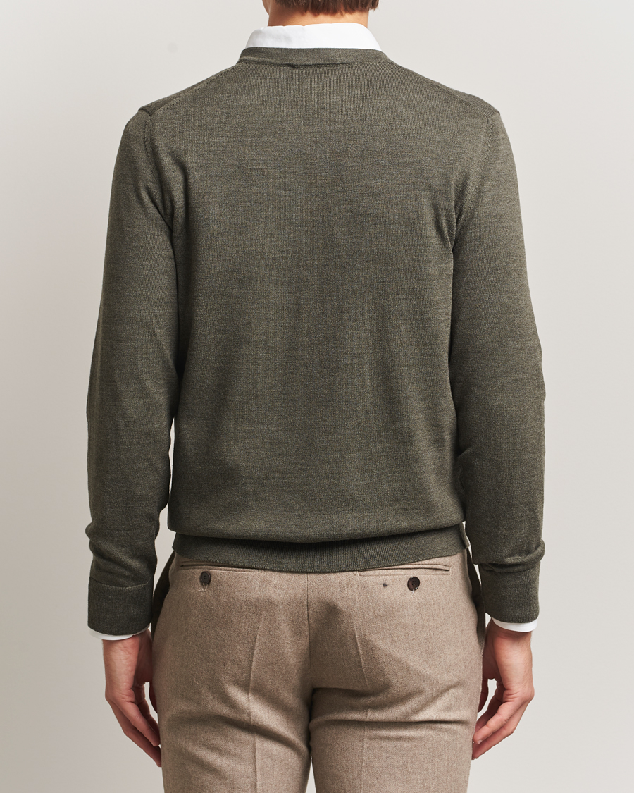 Herren | Pullover | Charles Tyrwhitt | Pure Merino V-Neck Jumper Olive Green