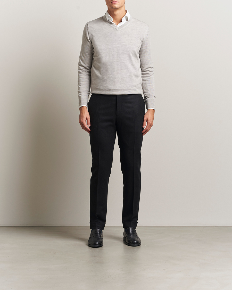Herren | Pullover | Charles Tyrwhitt | Pure Merino V-Neck Jumper Silver Grey