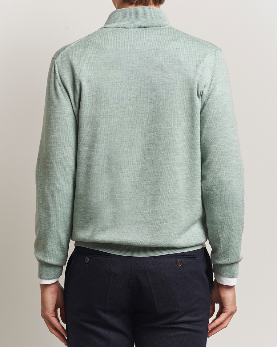 Herren | Pullover | Charles Tyrwhitt | Pure Merino Zip Neck Jumper Pale Teal Green
