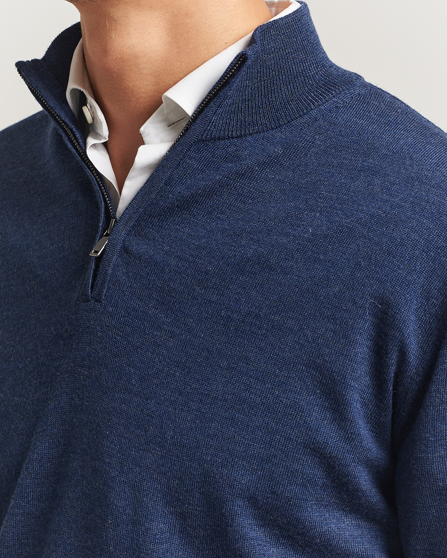 Herren | Pullover | Charles Tyrwhitt | Pure Merino Zip Neck Jumper Ink Blue