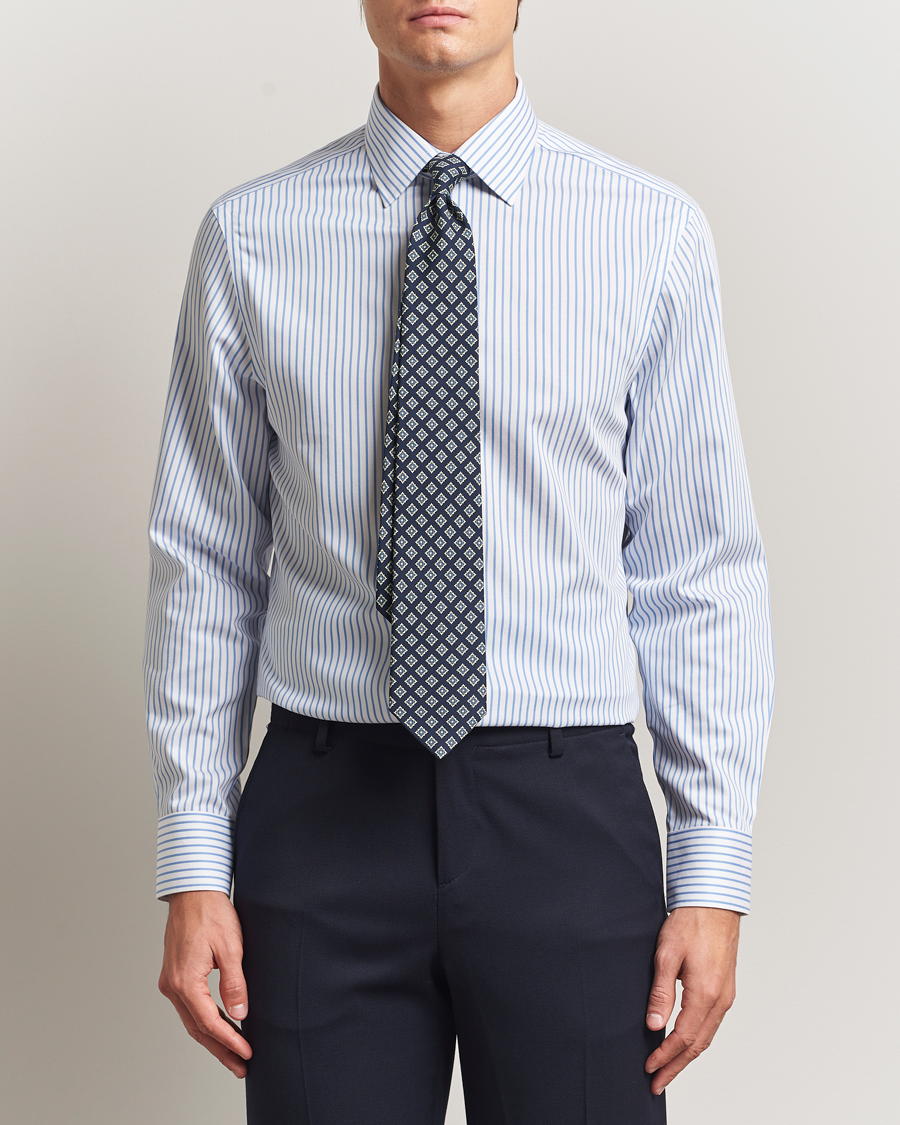 Herren | Hemden | Charles Tyrwhitt | Slim Fit Non Iron Striped Twill Cut Away Shirt White/Sky