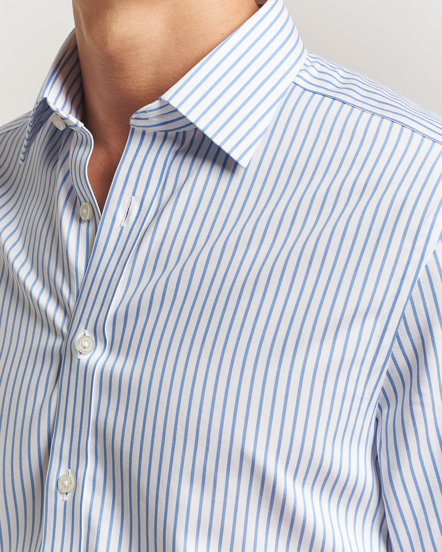 Herren | Hemden | Charles Tyrwhitt | Slim Fit Non Iron Striped Twill Cut Away Shirt White/Sky