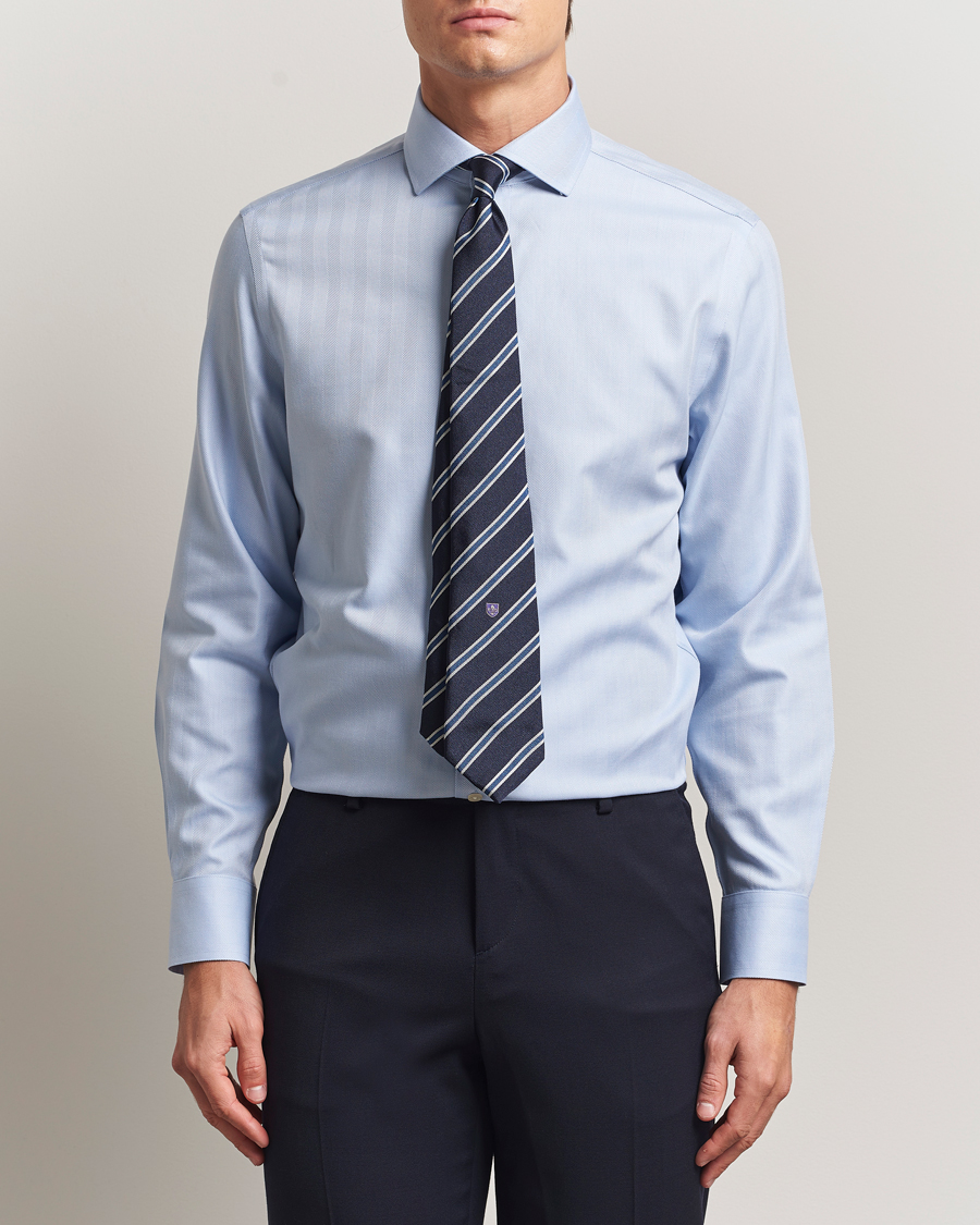 Herren | Hemden | Charles Tyrwhitt | Slim Fit Non Iron Herringbone Cut Away Shirt Sky